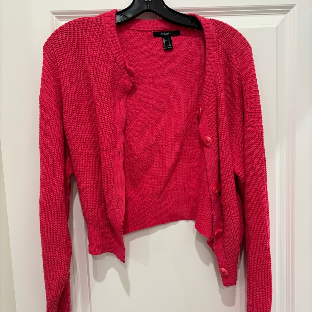 Forever 21 Hot Pink Button-Up Cardigan